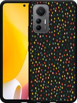 Xiaomi 12 Lite Hoesje Zwart Happy Dots - Designed by Cazy