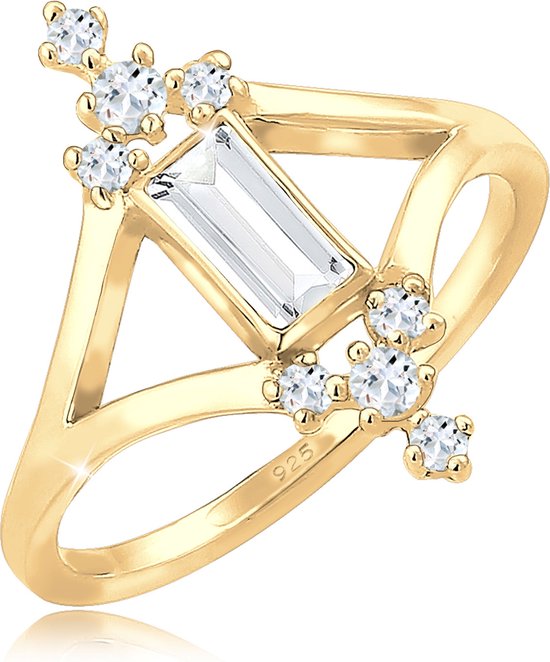 Elli PREMIUM Dames Ring Dames Verloving Liefde Vintage met Topaas Edelsteen in 925 Sterling Zilver Gold Plated