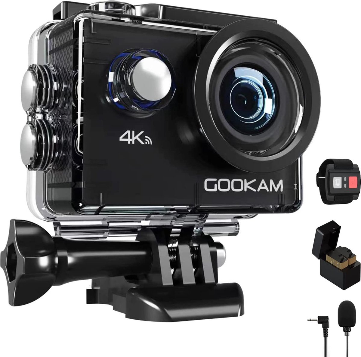Gookam®️ - GO2 Action Camera 4K met Microfoon - 40 Meter Waterproof - 20 MP  - Met veel... | bol.com