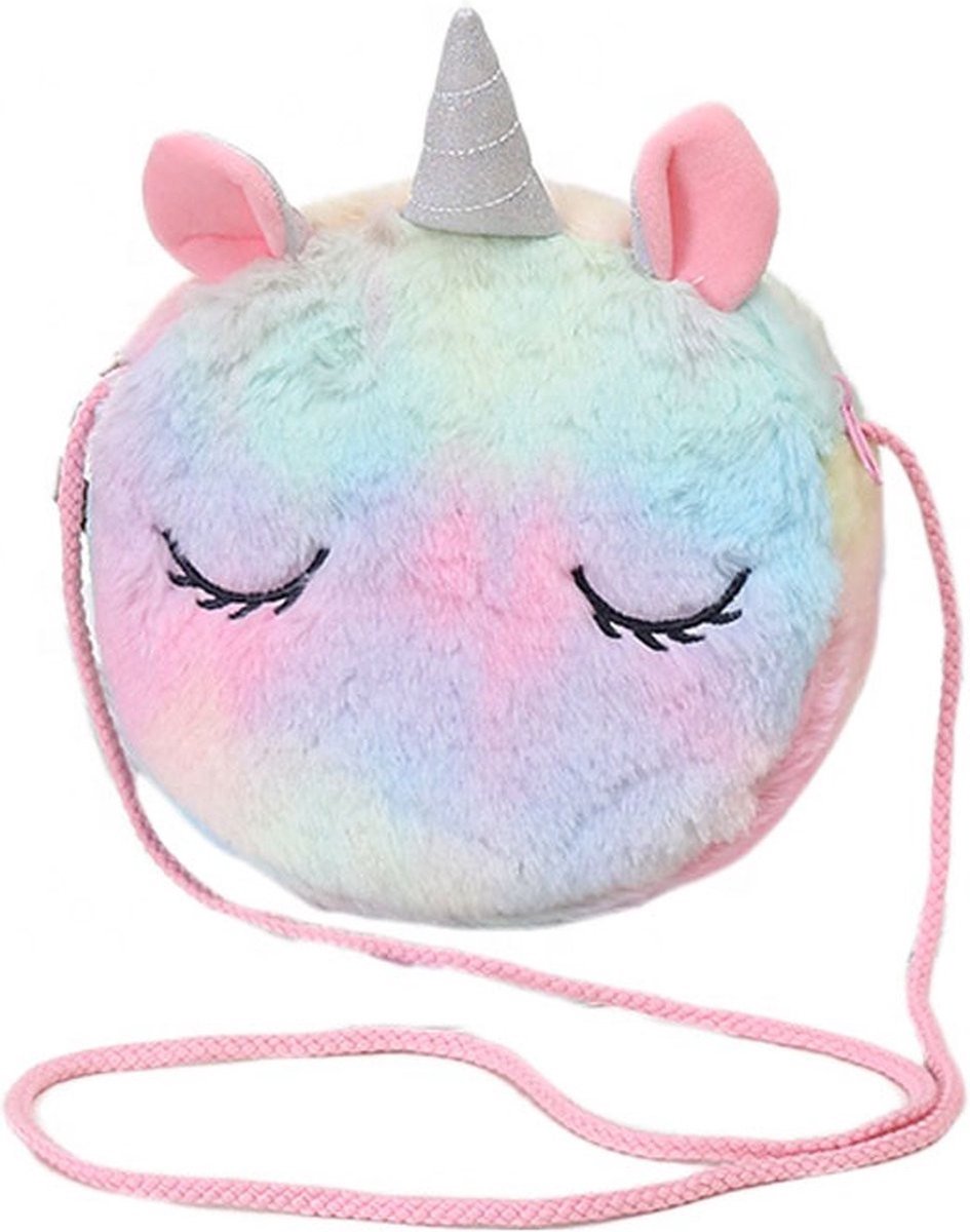 Kids- Feestdagen - Cadeau - Fluffy - Unicorn - Eenhoorn - Tasje - Multi - Rainbow