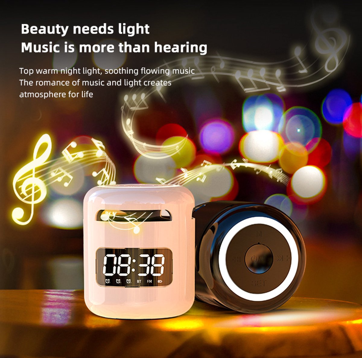 Pro-Care Draagbare Bluetooth 2.1 Stereo Alarm Klokradio Subwoofer Speaker 10W - LED Aflezen - FM Radio Functie - Micro USB aansluiting - AUX Aansluiting - TF card - Roze