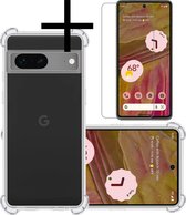 Hoes Geschikt voor Google Pixel 7 Hoesje Siliconen Cover Shock Proof Back Case Shockproof Hoes Met Screenprotector - Transparant