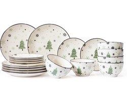 Cookinglife Kerstservies - Aardewerk - Groen 18-delig Cookinglife Kerstservies - Aardewerk - Groen 18-delig