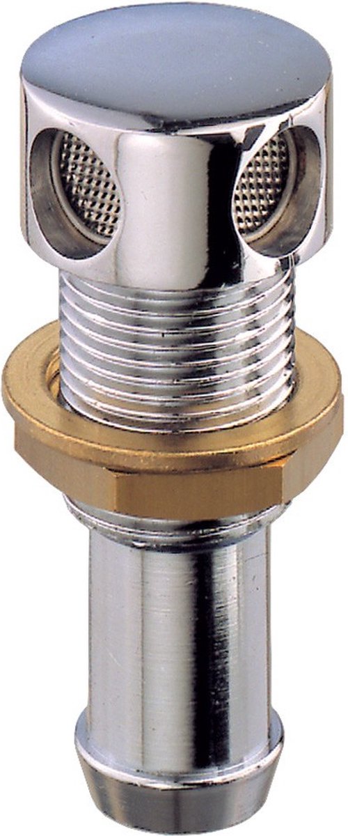 Messing verchroomde ontluchtingsnippel - tankontluchting 16mm