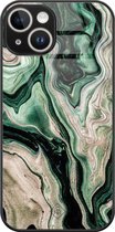 Casimoda® hoesje - Geschikt voor iPhone 14 - Groen marmer / Marble - Luxe Hard Case Zwart - Backcover telefoonhoesje - Groen