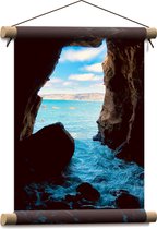 WallClassics - Affiche textile - Ciel aux couleurs pastel depuis une grotte avec de Water - 30x40 cm Photo sur textile