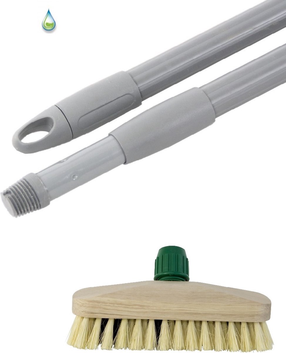 Goedkoopste Schrobber / Luiwagen met telescoopsteel Anker / Tampico / Hout / Telescoop Steel Gestreept