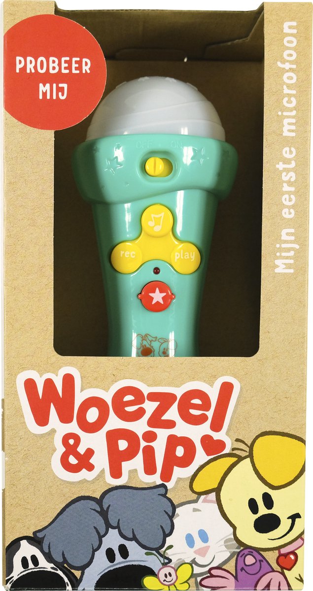 Woezel & Pip Microfoon -  24cm - Blauw/Roze - Studio 100
