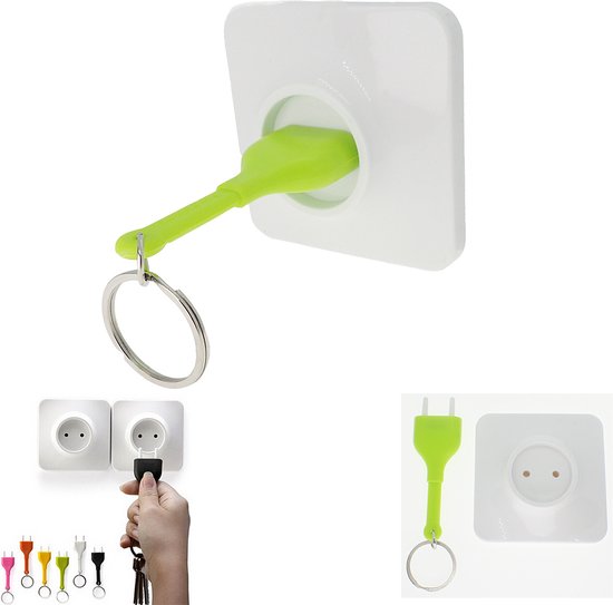 Sleutelhanger houder stopcontact - met sleutelhanger stekker groen -  verhuizing cadeau... | bol.com