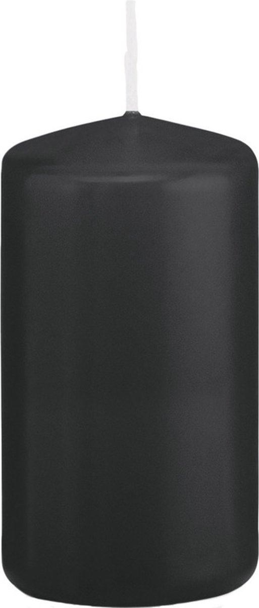 Trend Candles Cilinderkaars/stompkaars - zwart - 6 x 12 cm - 40 branduren - met brandvertragende folie