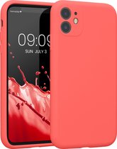 kwmobile telefoonhoesje geschikt voor Apple iPhone 11 - TPU backcover met siliconen coating - Smartphone case in levendig koraal