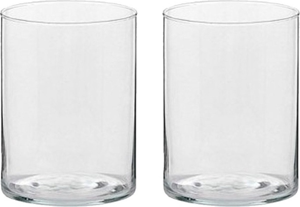 Trend Candles Theelichthouder - 2x - transparant - glas - hoog model - 5,5 x 6,5 cm - Glazen kaarsenhouders - Woondecoraties