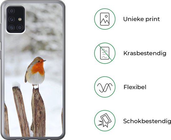 Coque Samsung Galaxy A52 5G - Vogel - Clôture - Neige - Siliconen - Sinterklaas - Noël - Cadeaux - Cadeaux chaussures