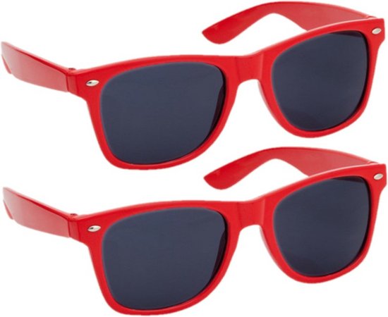 Hippe party - zonnebril - rood - 2 stuks - carnaval/verkleed | bol.com