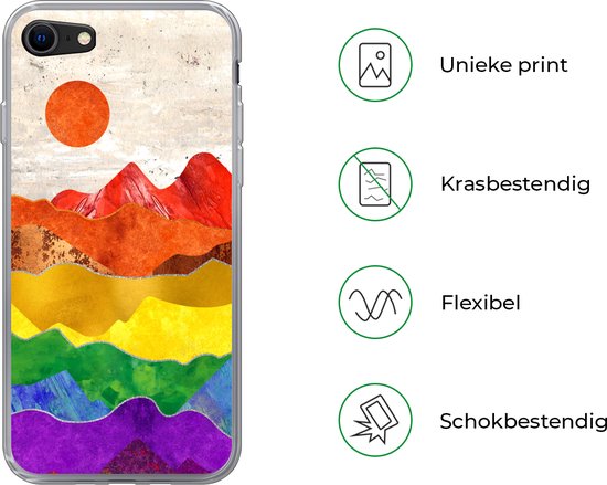 Coque iPhone SE 2020 - Arc-en-ciel - Marbre - Pride - Siliconen