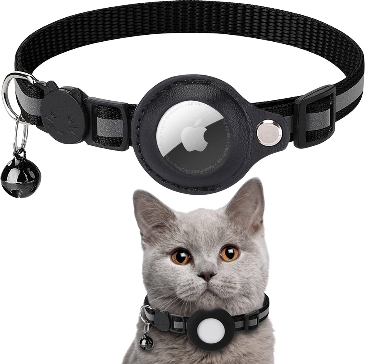 AdroitGoods Collier Airtag pour chat/chien - Noir - Traceur Gps pour  animaux de compagnie - Convient à Apple AirTag