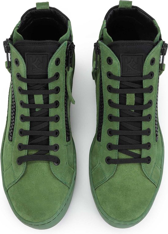 Heren sneakers van groen suède met hoog bovenwerk | bol
