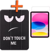 Hoes Geschikt voor iPad 2022 Hoes Tri-fold Tablet Hoesje Case Met Screenprotector - Hoesje Geschikt voor iPad 10 Hoesje Hardcover Bookcase - Don't Touch Me