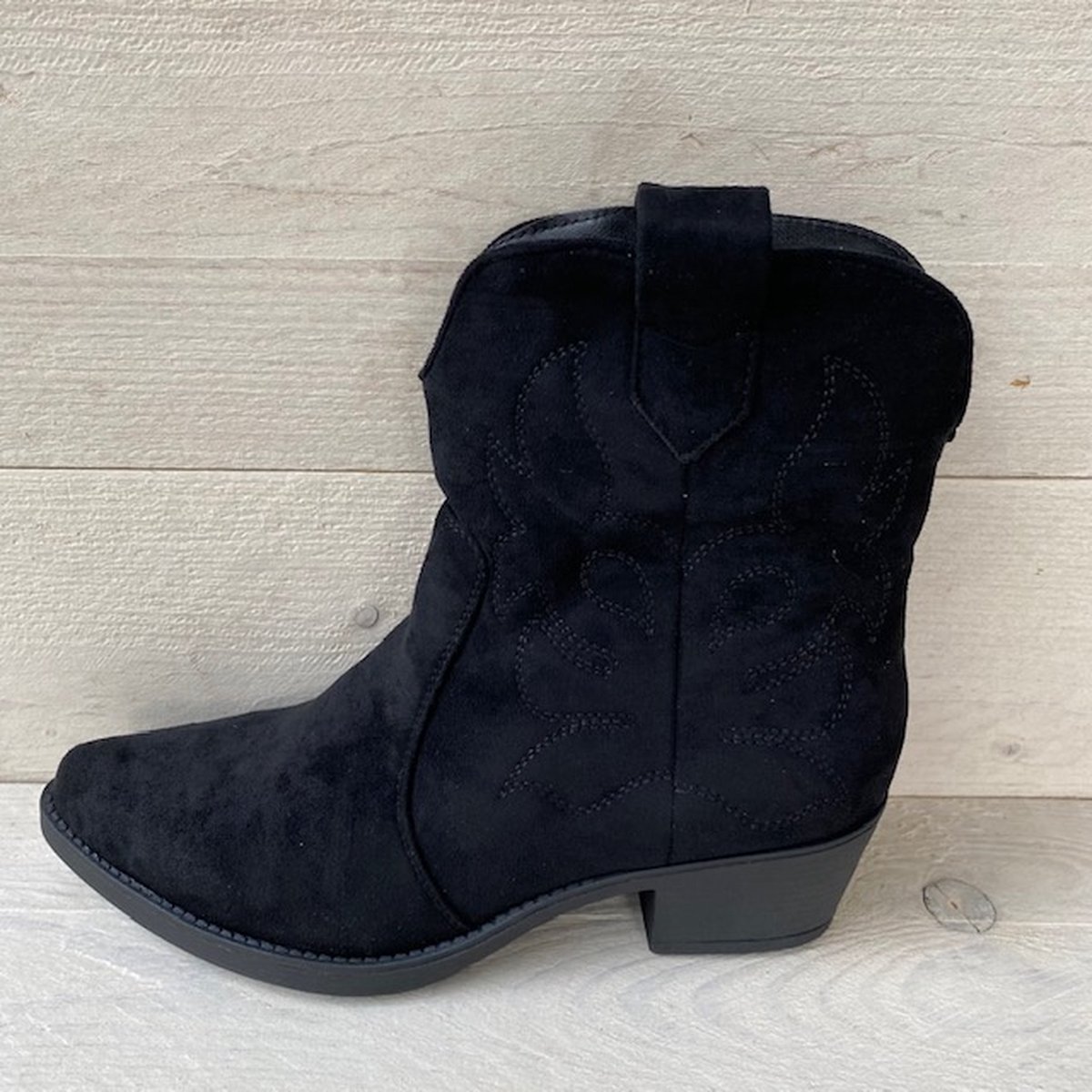 Smile Favorites® Dames Cowboylaarzen Kort - Zwart - Suedine - Maat 38 - 38