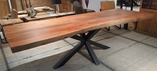 Koloniaal Teakhuis-tafel-houtentafel-boomstammodel-mangohout-220cm
