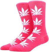 Wietsokken - Cannabissokken - Wiet - Cannabis - roze-wit - Unisex sokken - Maat 36-45