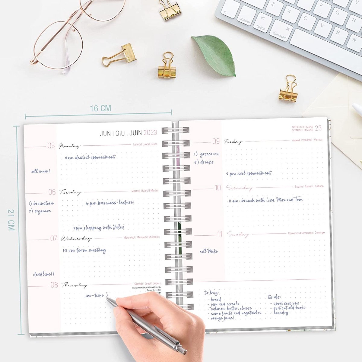 Internationale kalender 2023 A5 [Gold Leaf] met spiraalbinding in taal 