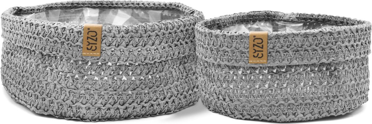Sizo paper bag knitted grey | opberger | plantenzak | opbergzak | bloempot