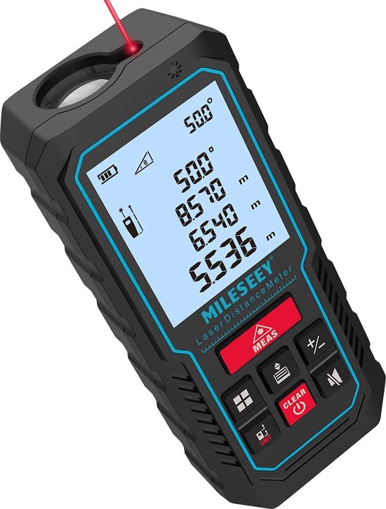 Laser Meter 50M/165ft, RockSeed Digital Laser Rangefinder with 2 Levels, Portable Laser Rangefinder M/in/FT Unit Switching LCD with Backlight and Measuring Distance/Surface