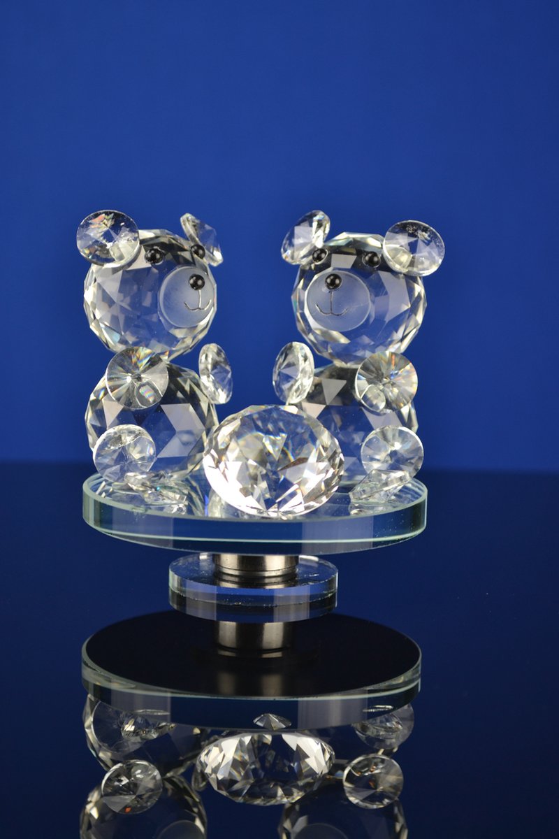 Luxe Kristallen Beertjes Set op Schaal – Schattig en Elegant Design