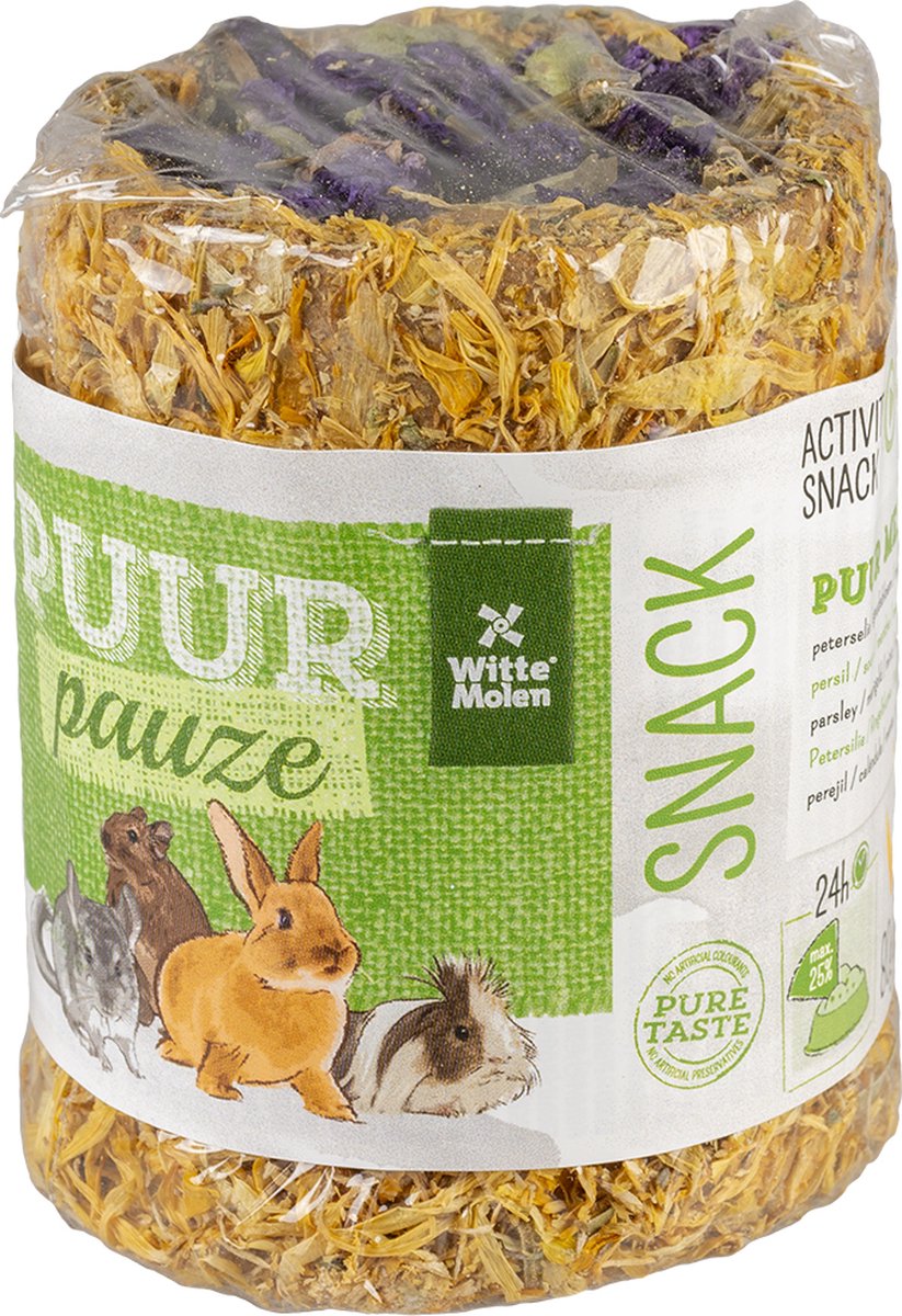 Witte Molen - Knaagdierensnack - Knaagdier - Puur Pauze Goudsbloemkoker Bloemen & Kruiden 200g Geel - 1st