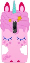 ADEL Siliconen Back Cover Softcase Hoesje Geschikt voor Huawei Mate 10 Lite - Eenhoorn Roze