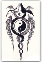 Temporary Tattoo Yin en yang (A5 formaat) [Neptattoo - Tijdelijke tatoeage - Nep Fake Tattoos - Water overdraagbare festival sticker henna outfit tattoo - Glitter tattoo - Volwassenen Kinderen Jongen Meisje]