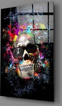 Insigne | Glasschilderij | Colorful Skull  | 110x70CM  Gehard glas| Wanddecoratie | Modern | Art  |