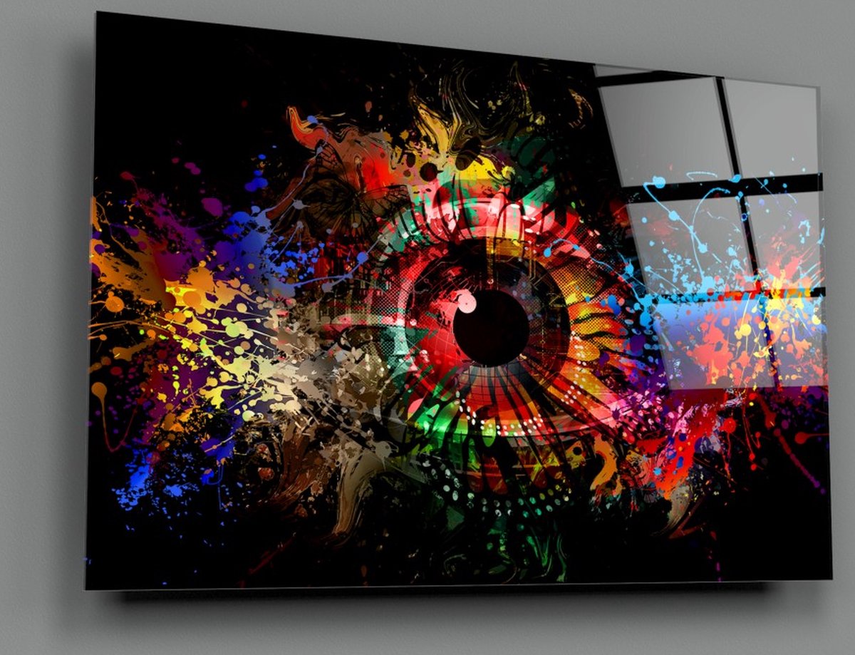 Insigne Art Glazen Schilderijen - Abstract - Illustratie Oog Glasschilderij Meerkleurig