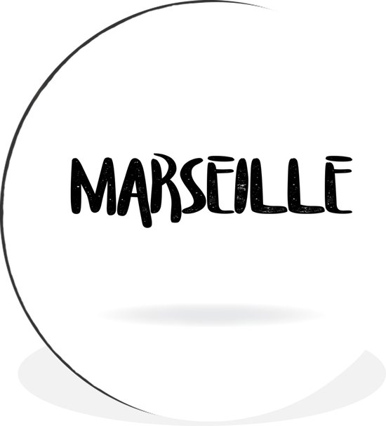 WallCircle - Wandcirkel - Muurcirkel - De stadsnaam van Marseille in Frankrijk - Aluminium - Dibond - ⌀ 90 cm - Binnen en Buiten