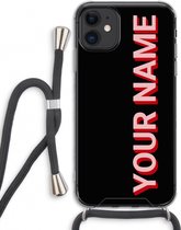 Gepersonaliseerd - Case Company® - Hoesje met koord geschikt voor iPhone 11 hoesje met Koord - Namecase - Telefoonhoesje met Zwart Koord - Extra Bescherming aan alle Kanten en Over de Schermrand