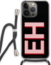 Gepersonaliseerd - Case Company® - Hoesje met koord geschikt voor iPhone 13 Pro hoesje met Koord - Monogram - Telefoonhoesje met Zwart Koord - Extra Bescherming aan alle Kanten en Over de Schermrand