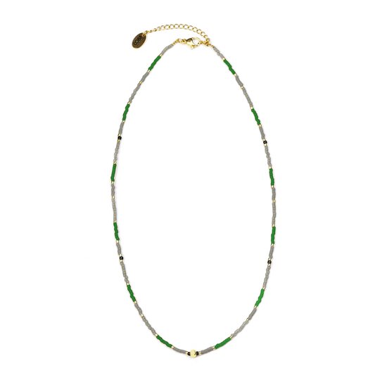 CO88 Collection 8CN-26345 Collier de perles Perlé avec Perles Miyuki - Vert et Blauw - 40+5cm - Fermoir Or