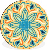 WallCircle - Cercle mural - Cercle mural - Bloem - Feuilles - Blauw - Aluminium - Dibond - 140x140 cm - Intérieur et Extérieur