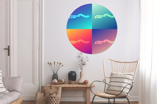 Illustration de quatre cartes de la Gambie Cercle mural aluminium ⌀ 120 cm - impression photo sur cercle mural / cercle vivant / cercle jardin (décoration murale) XXL / Groot format!