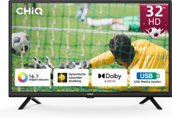 CHiQ TV LED L32G5W, 80 cm (32 Pouces), Dolby Audio, Triple Tuner (DVB-T/T2/C/S/S2), HDMI/USB/CI/RF