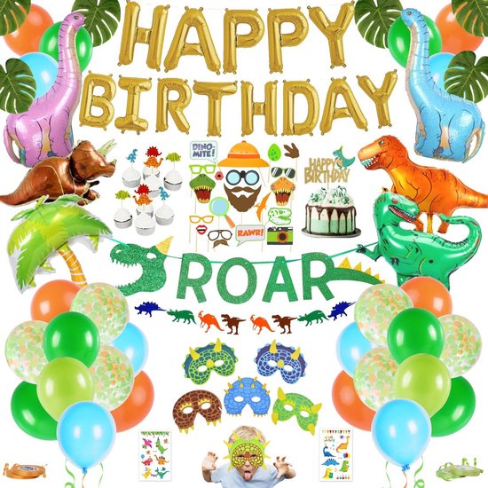 touw Cursus rechtdoor Partizzle XXL Dinosaurus Thema Verjaardag Versiering Set - Kinderfeestje -  Safari &... | bol.com