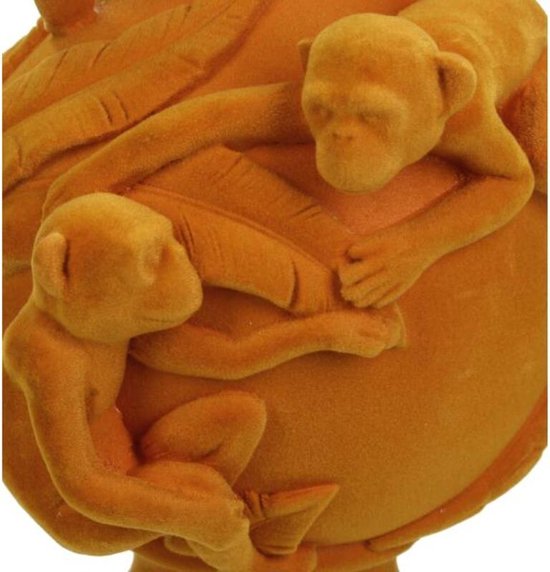 cactula-oker-gele-vaas-velvet-met-apen-15-x-15-x-32-cm-bol