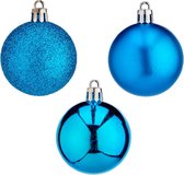 Krist+ Kerstballen - 24x st- helder blauw - 5 cm - kunststof - mix