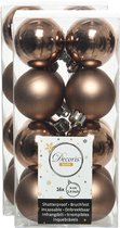 32x stuks kunststof kerstballen walnoot bruin 4 cm - Mat/glans - Onbreekbare plastic kerstballen