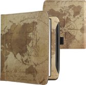 kwmobile flip cover geschikt voor Pocketbook Era - Hoes met handgreep en voorvak voor e-reader - Book case in bruin / lichtbruin - Vintage Travel design