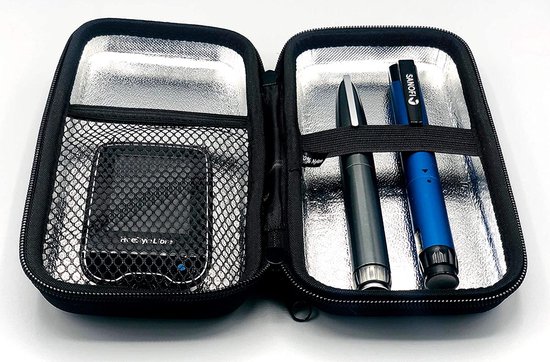 SEWAS Diabetic Care Aufbewahrungstasche Tasche für Insulin Pen AllStar Pro u.a. Umhängetasche Blau, Mit Halsband mit Karabiner, Metallöse an der Tasche, Gürtelschlaufe