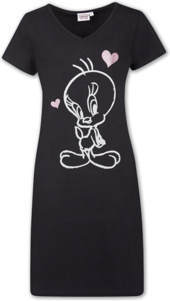 Looney Tunes dames nachthemd / pyjama Tweety, zwart, maat L