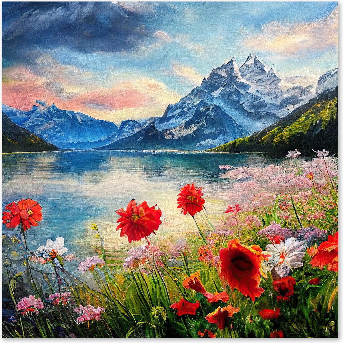 Graphic Message Schilderij Op Canvas Bergen In De Alpen Landschap 