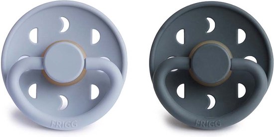 FRIGG - Fopspeen - 2 pack - Moon Phase - Powder Blue/Slate - Maat 2 - 6-18 maanden